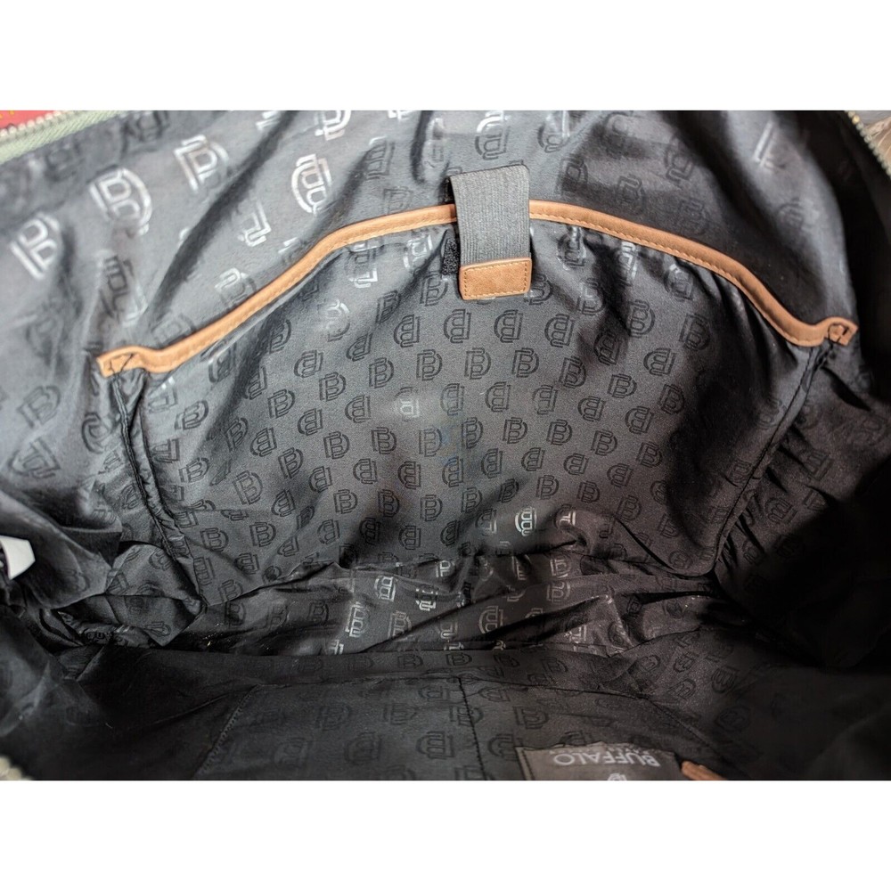 BUFFALO DAVID BITTON DUFFLE BAG, Large, Green With Leather Bottom and handles. - Picture 7 of 13